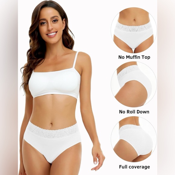 RHYFF Womens Underwear Panties Lace Soft Hipster Stretch Full Briefs 5Pack - NWT - Picture 2 of 8